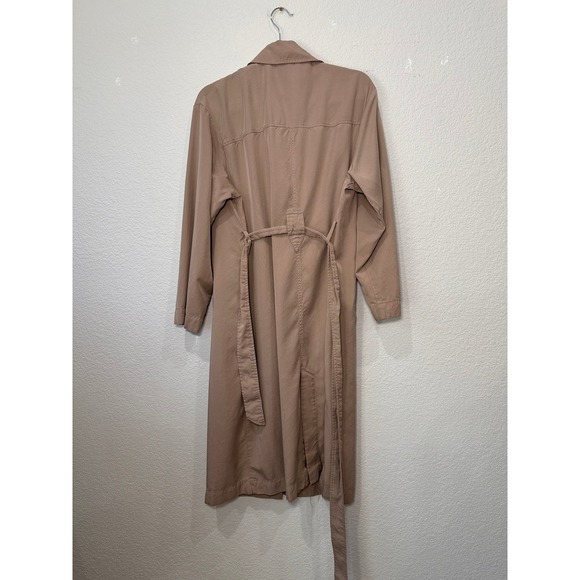 Zara Womens Tan Beige Lightweight Longline Trench Coat Duster Belted Size Medium - Picture 2 of 7